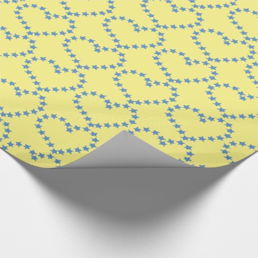 Minimalistisch geel en blauw hart cadeaupapier (Hoek)