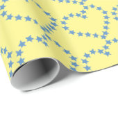 Minimalistisch geel en blauw hart cadeaupapier (Rol Hoek)