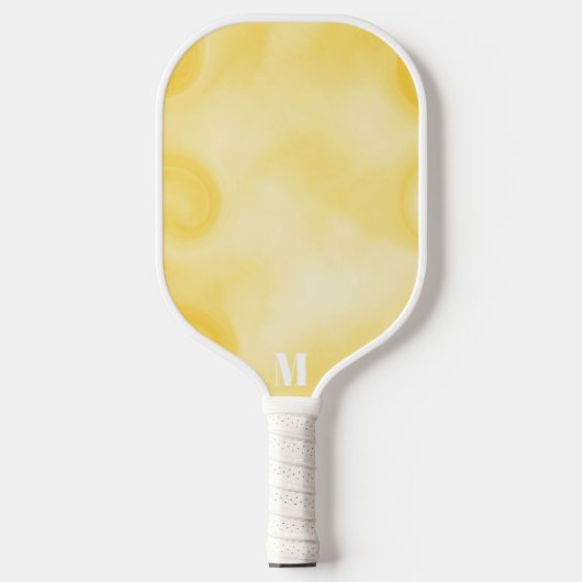 Minimalistisch geel en wit modern monogram pickleball paddle (Voorkant)
