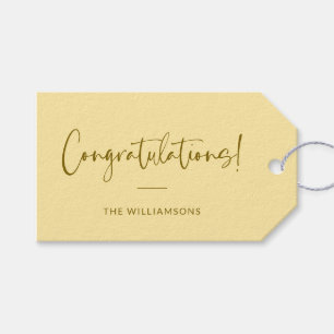 Minimalistisch Geel Gepersonaliseerd Gefeliciteerd Cadeaulabel