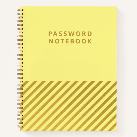 Minimalistisch geel gouden strepen wachtwoord Noti Notitieboek (Voorkant)