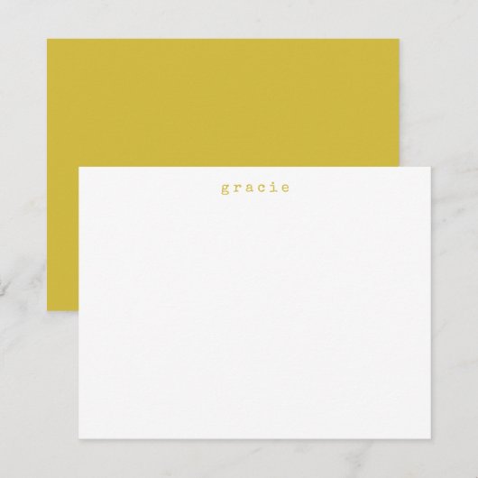 Minimalistisch geel herschrijfmachinetype notitiekaartje (Voorkant / Achterkant)