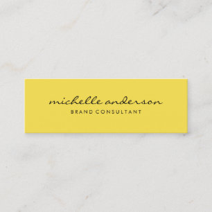Minimalistisch Geel met Cursieve Tekst Mini Visitekaartje