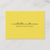 Minimalistisch geel met cursieve tekst visitekaartje (Voorkant)