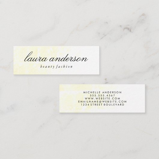 Minimalistisch geel met schuine streep mini visitekaartje (Voorkant / Achterkant)