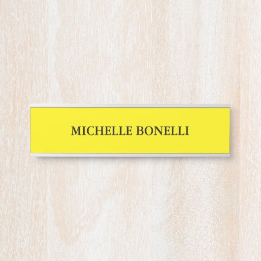 Minimalistisch geel, modern deurbordje (Voorkant)