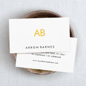 Minimalistisch Geel Monogram Modern White Visitekaartje