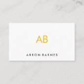 Minimalistisch Geel Monogram Modern White Visitekaartje (Voorkant)