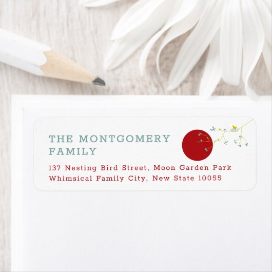 Minimalistisch geel nestvogels & familie adres etiket (Insitu)