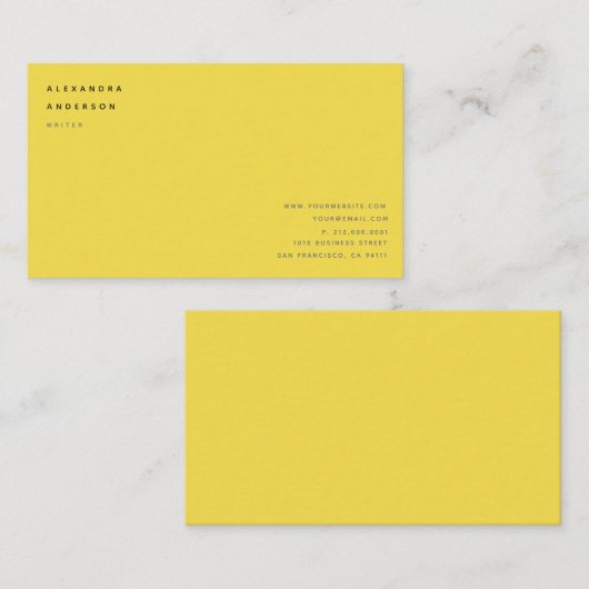 Minimalistisch geel professioneel Visitekaartje (Voorkant / Achterkant)
