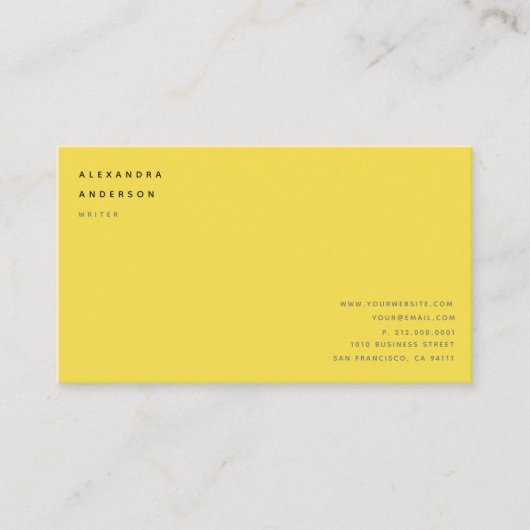 Minimalistisch geel professioneel Visitekaartje (Voorkant)