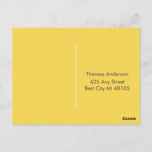 Minimalistisch geel - Save the Date Briefkaart (Achterkant)