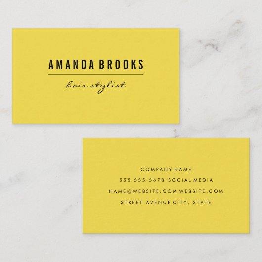 Minimalistisch geel visitekaartje (Voorkant / Achterkant)