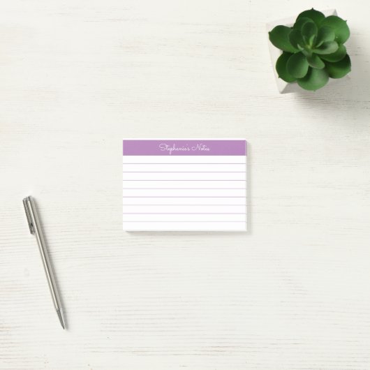 Minimalistisch geëlegant Lavender Lined Personaliz Post-it® Notes (Kantoor)