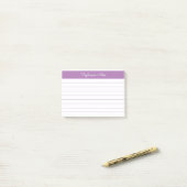 Minimalistisch geëlegant Lavender Lined Personaliz Post-it® Notes (Op bureau)
