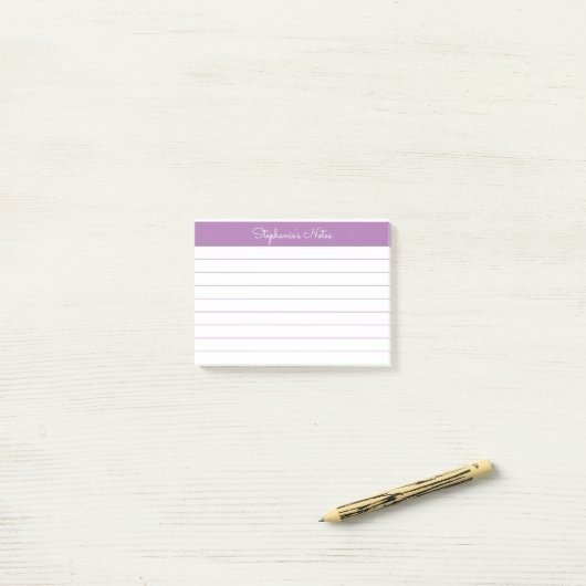 Minimalistisch geëlegant Lavender Lined Personaliz Post-it® Notes (Op bureau)