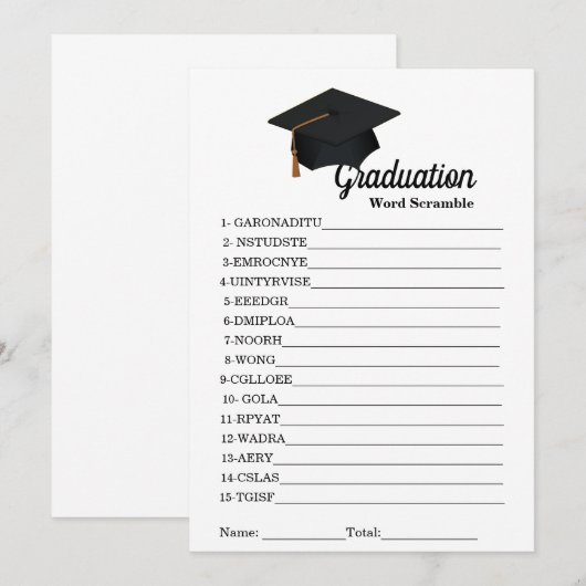 Minimalistisch gegradueerde party scramble word ga kaart (Voorkant / Achterkant)