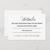 Minimalistisch geheim en wit harthuwelijk — Detail RSVP Kaartje (Voorkant / Achterkant)