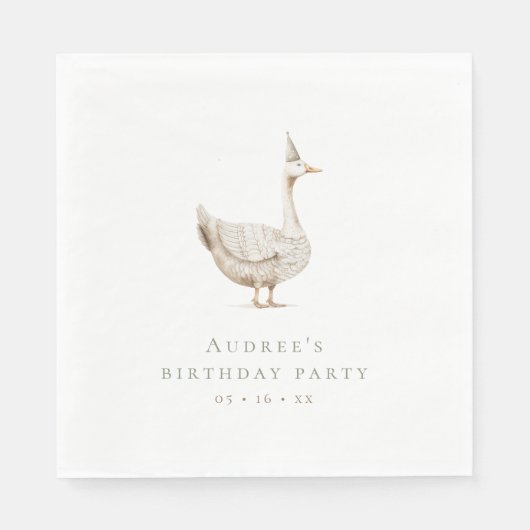 Minimalistisch Gekke Gans Verjaardagsfeest Servet (Voorkant)