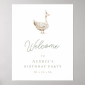 Minimalistisch Gekke Gans Verjaardagsfeestje Welko Poster (Voorkant)