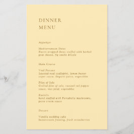 Minimalistisch gele budgettrouwmenu flyer