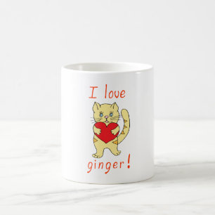 Minimalistisch geluid Ik hou van gemberkat Koffiemok