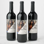 Minimalistisch Gelukkig 40ste 50ste Verjaardagsfee Wijn Etiket (Flessen)