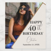 Minimalistisch Gelukkig 40ste 50ste Verjaardagsfee Wijn Etiket (Enkel label)