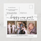 Minimalistisch, gelukkig nieuwjaar 3 Fotovakantie Aankondigingskaart (Voorkant / Achterkant)