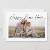 Minimalistisch Gelukkig Nieuwjaar Moderne Script K Feestdagenkaart (Voorkant)