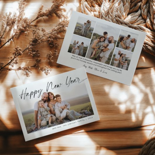 Minimalistisch Gelukkig Nieuwjaar Moderne Script K Feestdagenkaart