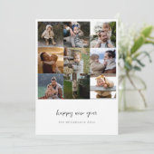 Minimalistisch Gelukkig Nieuwjaar Script 9 Photo G Feestdagenkaart (Staand voorkant)