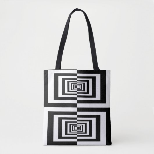 Minimalistisch gemiddelde geometrisch zwart-wit tote bag (Voorkant)