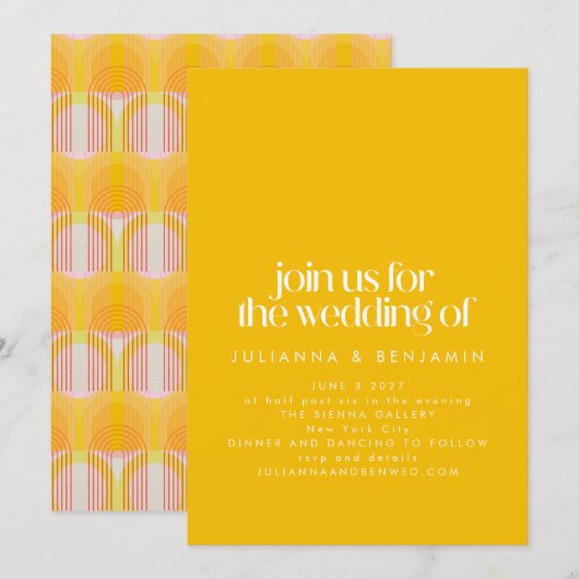 Minimalistisch gemiddelde moderne geometrische wed kaart (Voorkant / Achterkant)