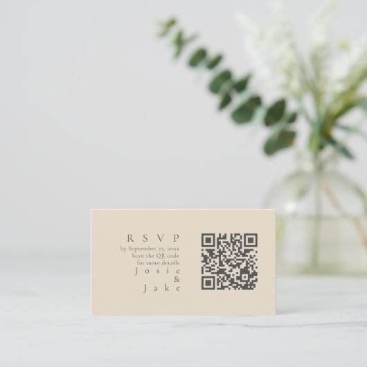 Minimalistisch gemuteerde tonnen bloemen QR-code R Informatiekaartje (Staand voorkant)