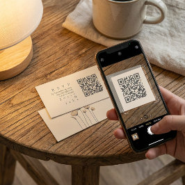 Minimalistisch gemuteerde tonnen bloemen QR-code R Informatiekaartje
