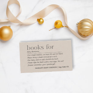 Minimalistisch Gender Neutraal Taupe Boek voor Bab Informatiekaartje