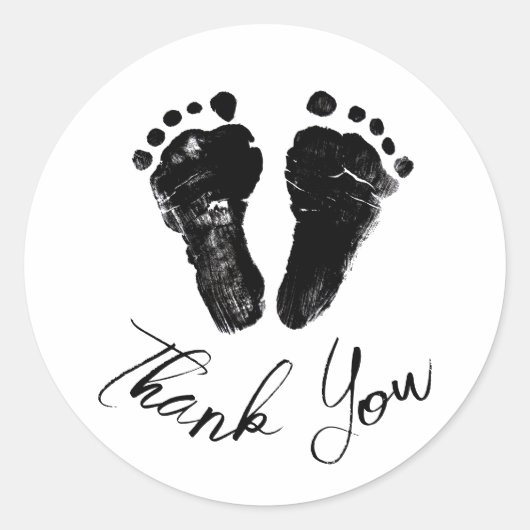 Minimalistisch genderneutraal footprints Baby show Ronde Sticker (Voorkant)