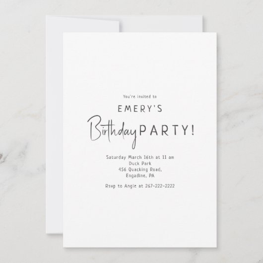 Minimalistisch genderneutraal verjaardagsfeest kaart (Voorkant)