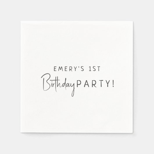 Minimalistisch genderneutraal verjaardagsfeest servet (Voorkant)