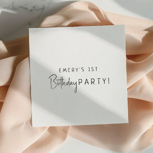 Minimalistisch genderneutraal verjaardagsfeest servet