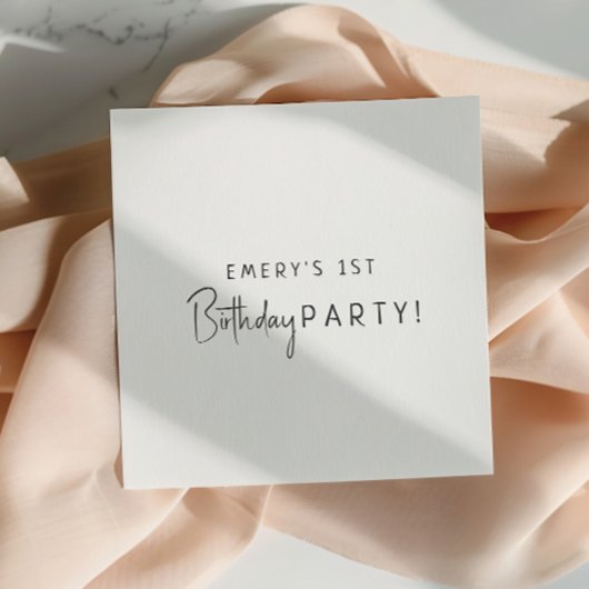 Minimalistisch genderneutraal verjaardagsfeest servet