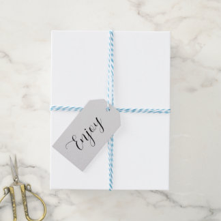 Minimalistisch GENIETEN Grijs Cadeau Label Cadeaulabel