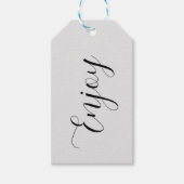 Minimalistisch GENIETEN Grijs Cadeau Label Cadeaulabel (Voorkant)