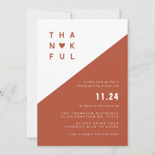 Minimalistisch geo Terracotta Thanksgiving Dinner  Kaart