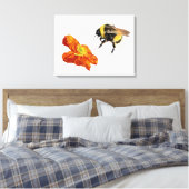 Minimalistisch geometrisch bijen/papaver omwikkeld canvas afdruk (Insitu (Slaapkamer))