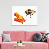 Minimalistisch geometrisch bijen/papaver omwikkeld canvas afdruk (Insitu (Woonkamer))