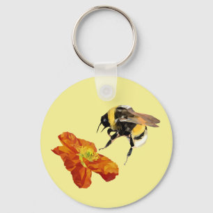 Minimalistisch geometrisch hommel/papaver Sleutelh Sleutelhanger