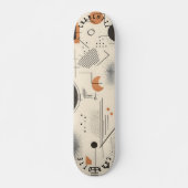 Minimalistisch geometrisch met terracotta en zwart persoonlijk skateboard (Voorkant)