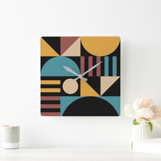 Minimalistisch geometrisch midden eeuw modern Abst Vierkante Klok (Huis)
